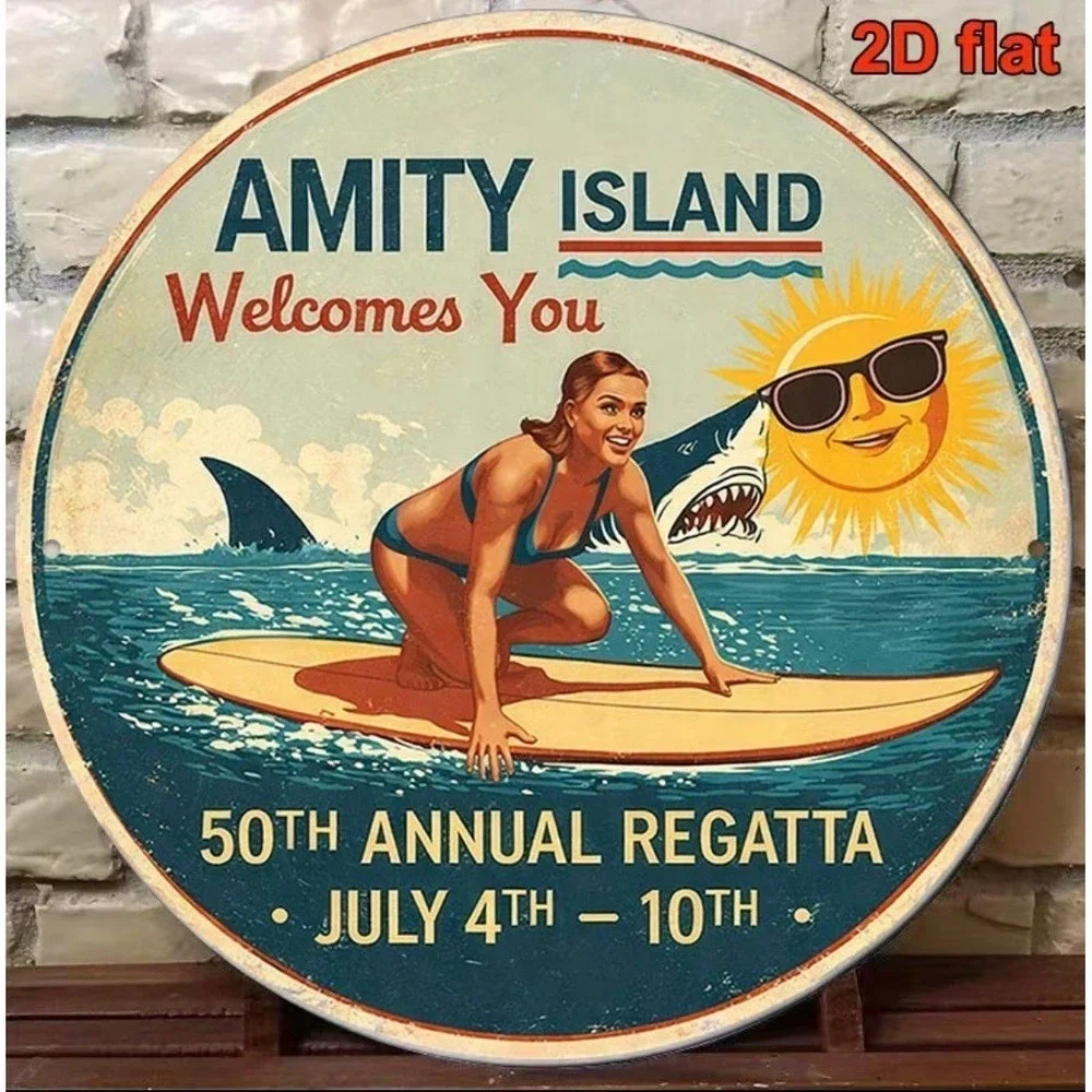 Jaws Amity Island welcomes you Metal Sign 8